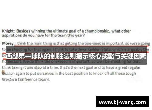 西部第一球队的制胜法则揭示核心战略与关键因素
